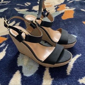 Merona Black and Tan Espadrille Wedges - Size 7
